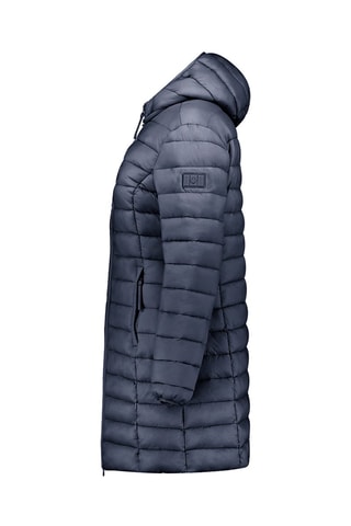 Gewatteerde Lange Jas met Capuchon - Marineblauw