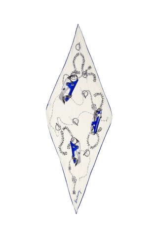 Foulard en soie de mûrier Knight  Losange - Blanc