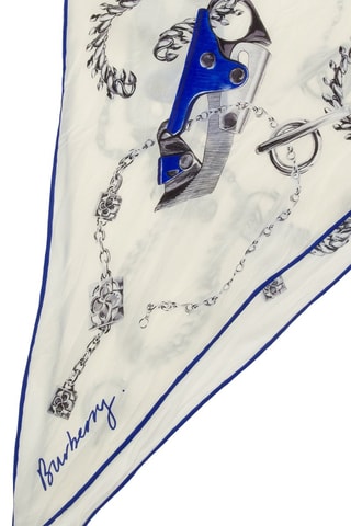 Foulard en soie de mûrier Knight  Losange - Blanc