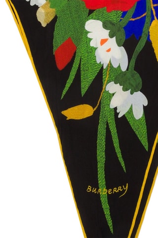 Foulard en soie de mûrier Daisy Garden Losange - Noir