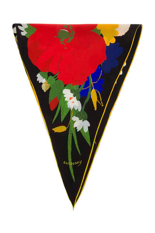 Foulard en soie de mûrier Daisy Garden Losange - Noir