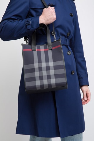 Sac à main en cuir Book Check Bin - Bleu marine