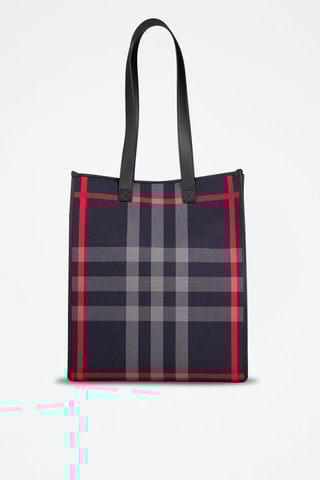 Cabas Medium Ns Book Tote Check - Bleu marine et gris clair