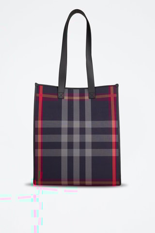 Cabas Medium Ns Book Tote Check - Bleu marine et gris clair