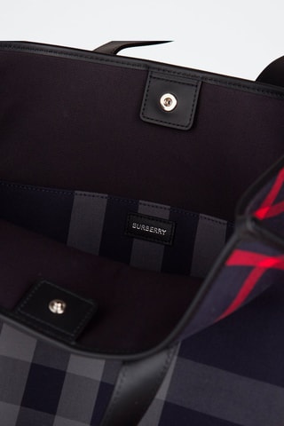 Cabas Medium Ns Book Tote Check - Bleu marine et gris clair