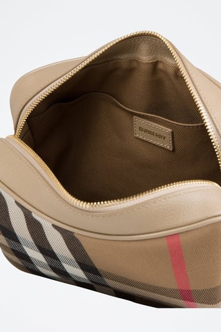 Sac bandoulière en cuir Large Camera  - Beige