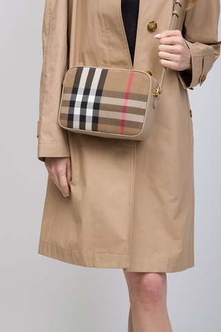 Sac bandoulière en cuir Large Camera  - Beige