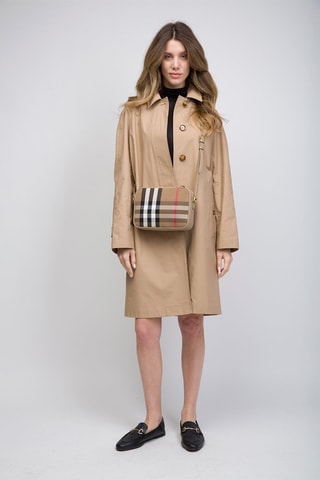Sac bandoulière en cuir Large Camera  - Beige