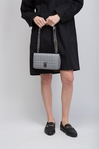 Sac bandoulière en cuir d'agneau Sm Lola Qxc - Gris