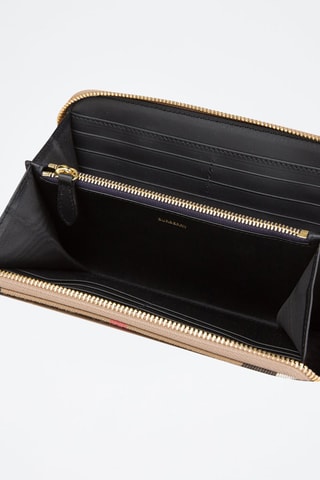 Compagnon en cuir Lg Zip Around  - Beige