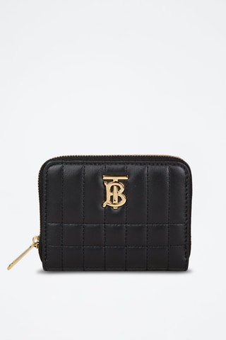 Portefeuille en cuir d'agneau Lola Mn Zip Wallet - Noir