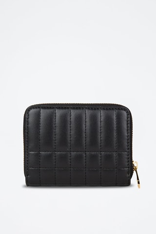 Portefeuille en cuir d'agneau Lola Mn Zip Wallet - Noir