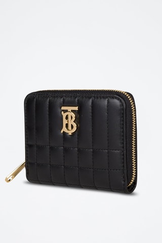 Portefeuille en cuir d'agneau Lola Mn Zip Wallet - Noir