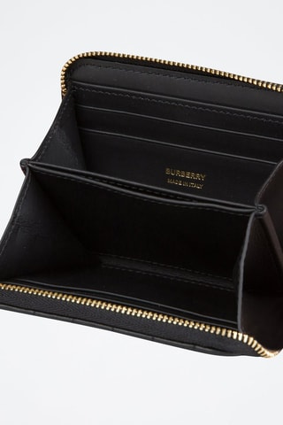 Portefeuille en cuir d'agneau Lola Mn Zip Wallet - Noir