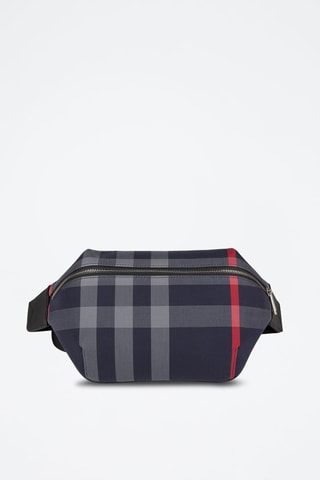 Sac banane en cuir Sonny Check Bin - Bleu marine