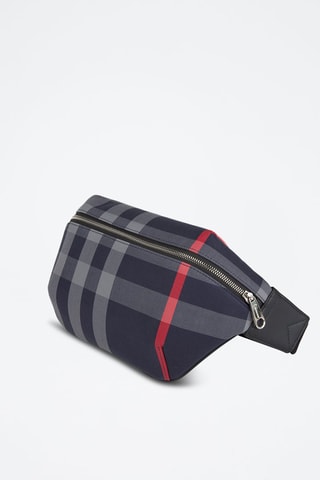 Sac banane en cuir Sonny Check Bin - Bleu marine