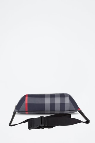 Sac banane en cuir Sonny Check Bin - Bleu marine