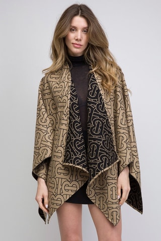 Poncho en laine Reversible - Beige