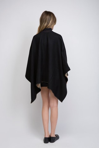 Poncho en laine Icon Stripe Solid - Noir