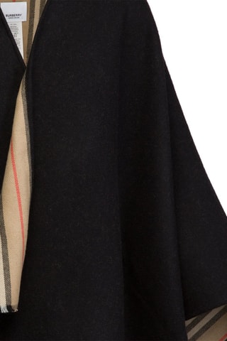 Poncho en laine Icon Stripe Solid - Noir