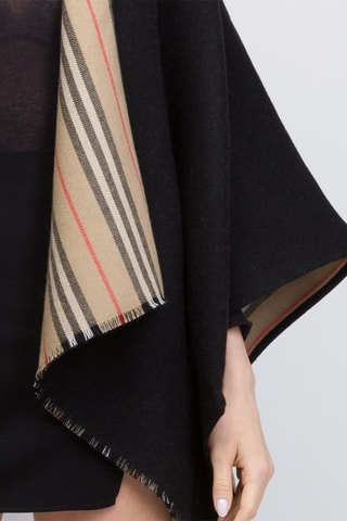 Poncho en laine Icon Stripe Solid - Noir