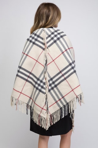 Poncho en laine Check - Beige