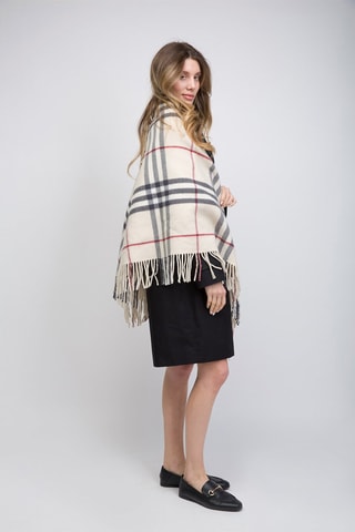 Poncho en laine Check - Beige