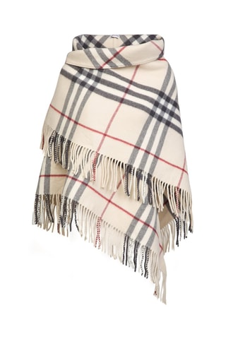 Poncho en laine Check - Beige