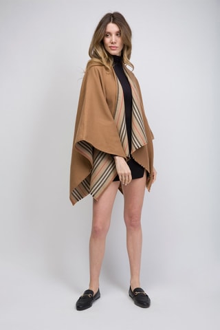 Poncho en laine Icon Stripe Solid - Camel