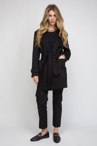 Manteau en laine et cachemire Sherringham short A23O - Noir