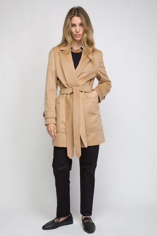 Manteau en laine et cachemire Sherringham short A23O - Camel