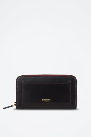 Compagnon en cuir d'agneau Lg Zip Around - Noir