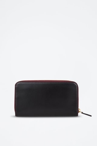 Compagnon en cuir d'agneau Lg Zip Around - Noir
