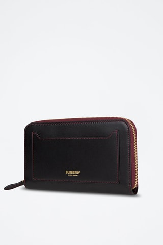 Compagnon en cuir d'agneau Lg Zip Around - Noir