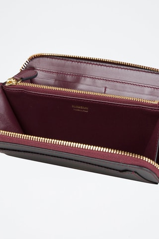 Compagnon en cuir d'agneau Lg Zip Around - Noir