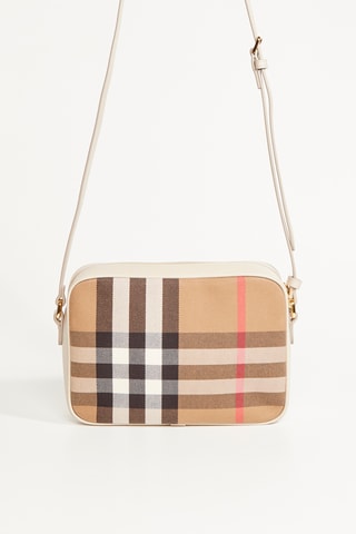 Sac bandoulière en cuir Camera - Beige et blanc