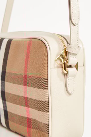 Sac bandoulière en cuir Camera - Beige et blanc