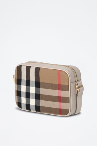 Sac bandoulière en cuir Camera - Marron et blanc