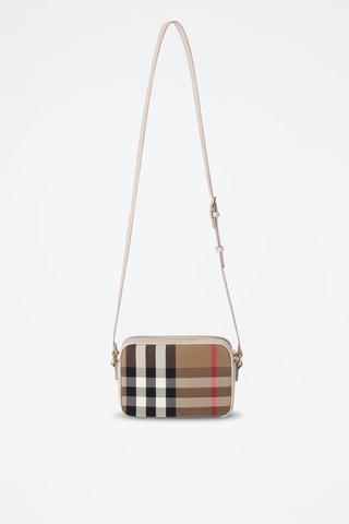 Sac bandoulière en cuir Camera - Marron et blanc