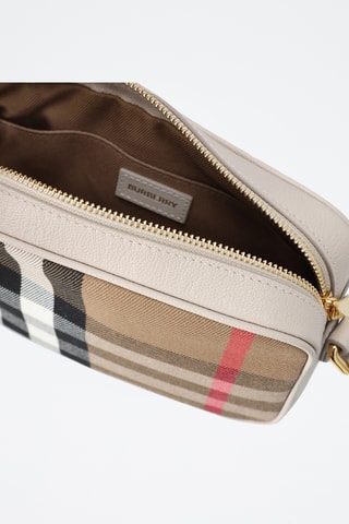 Sac bandoulière en cuir Camera - Marron et blanc