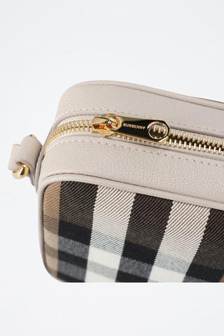 Sac bandoulière en cuir Camera - Marron et blanc