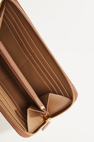 Portefeuille en cuir MN ZIP - Marron