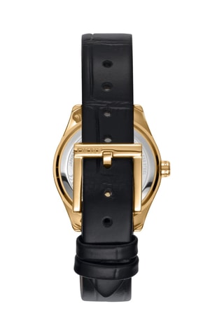 Montre à quartz en cuir - Noir et doré rose