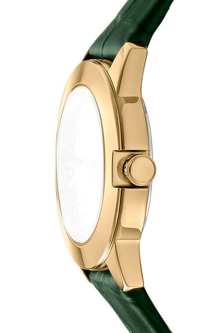 Montre à quartz en cuir - Vert et doré