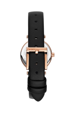 Montre à quartz en cuir - Noir et doré rose