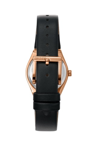 Montre à quartz en cuir - Noir et doré rose