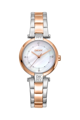 Montre à quartz en acier - Argenté et doré rose