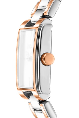 Montre à quartz en acier - Argenté et doré rose