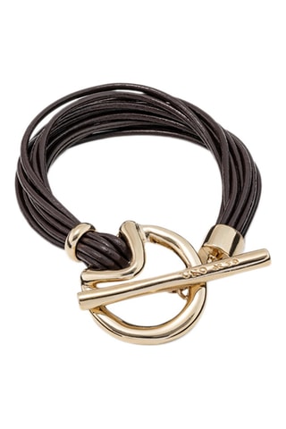Bracelet multi tours - Cuir et plaqué or jaune