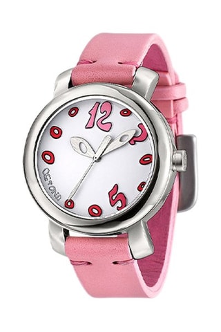 Montre en cuir et plaqué argent Instantes
